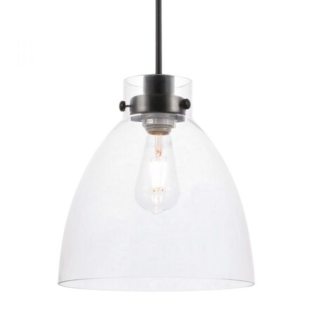 Elegant Lighting Frey 1 light Black and Clear glass pendant LD5029D11BK